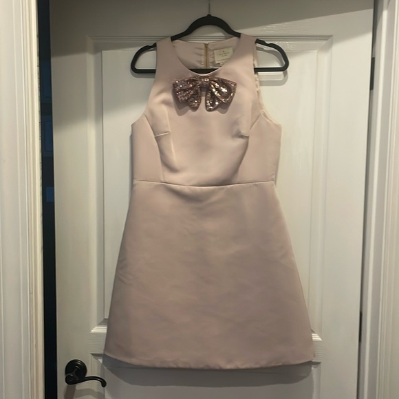 Kate Spade cocktail dress with rose gold sequin bow, zipper down the back - Picture 1 of 5